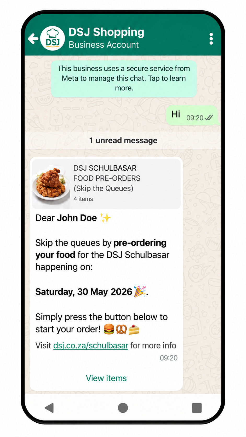 WhatsApp Flow cricket registration screen 1