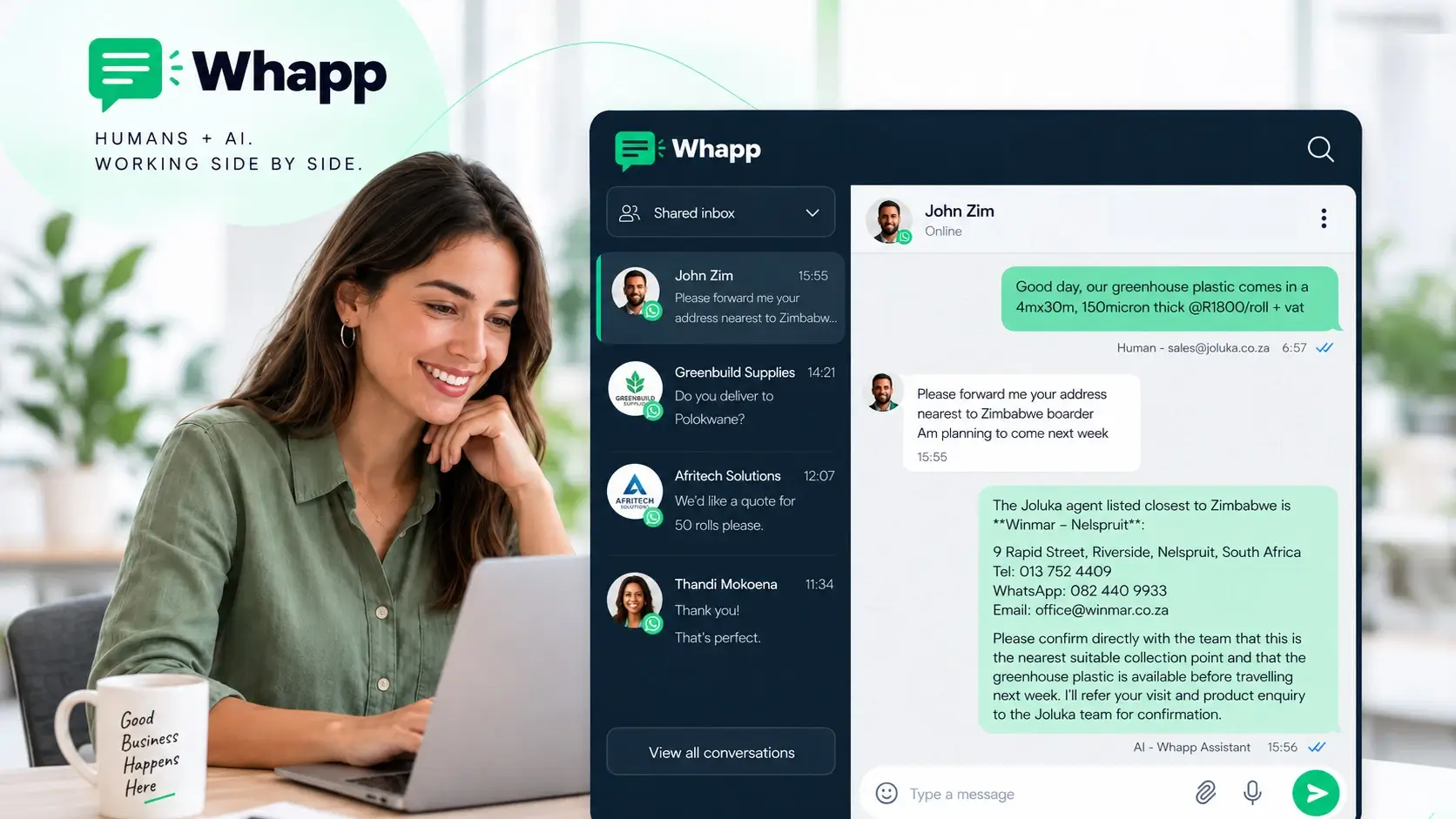 Human and AI Work from a Shared WhatsApp Inbox in the Whapp platform