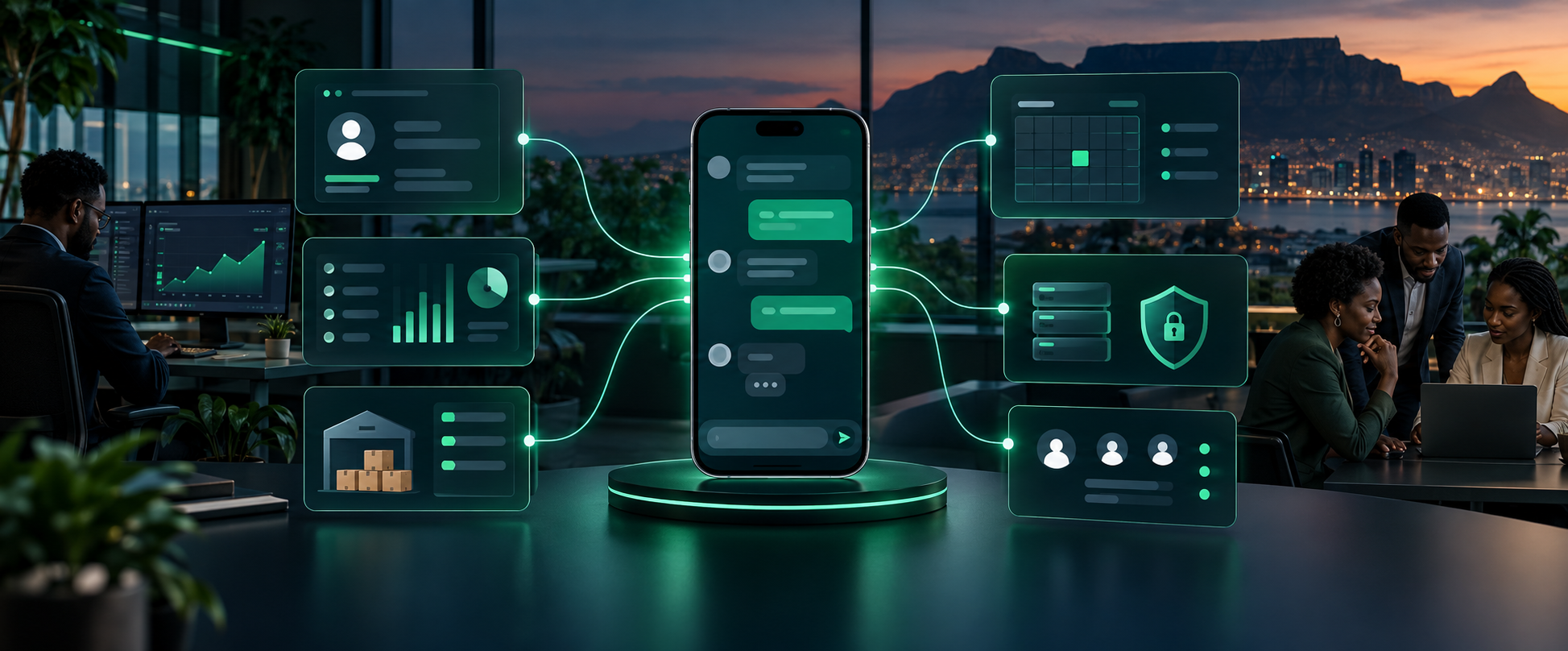 WhatsApp Business platform connecting customer conversations to CRM, ERP, calendar and secure business systems